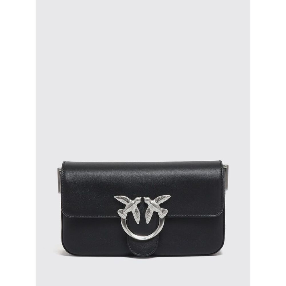 Pinko Women Love Birds Leather Mini Crossbody Bag Pinko With Metal Chain